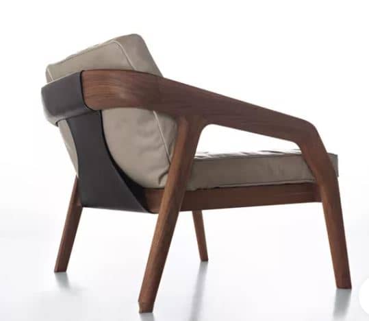 Zed Design Modern Solid Walnut Wood Single-Seater Lounge Chair with Custom Upholstery