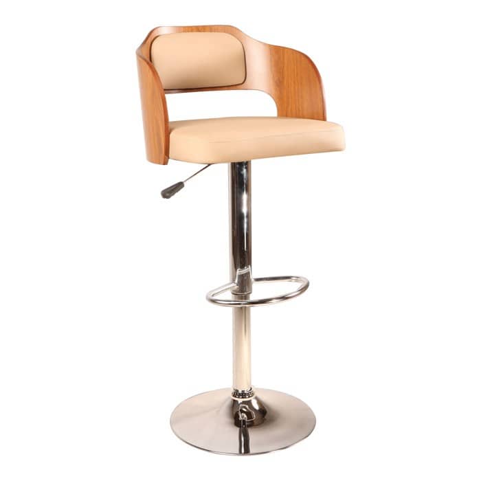 Modern Adjustable Synthetic Leather Counter Stool with Chrome-Plated Metal Base
