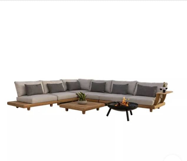 Zed Design Tina Modern L-Shaped Sectional Sofa Set with Solid Natural Wood Frame & High-Density Foam