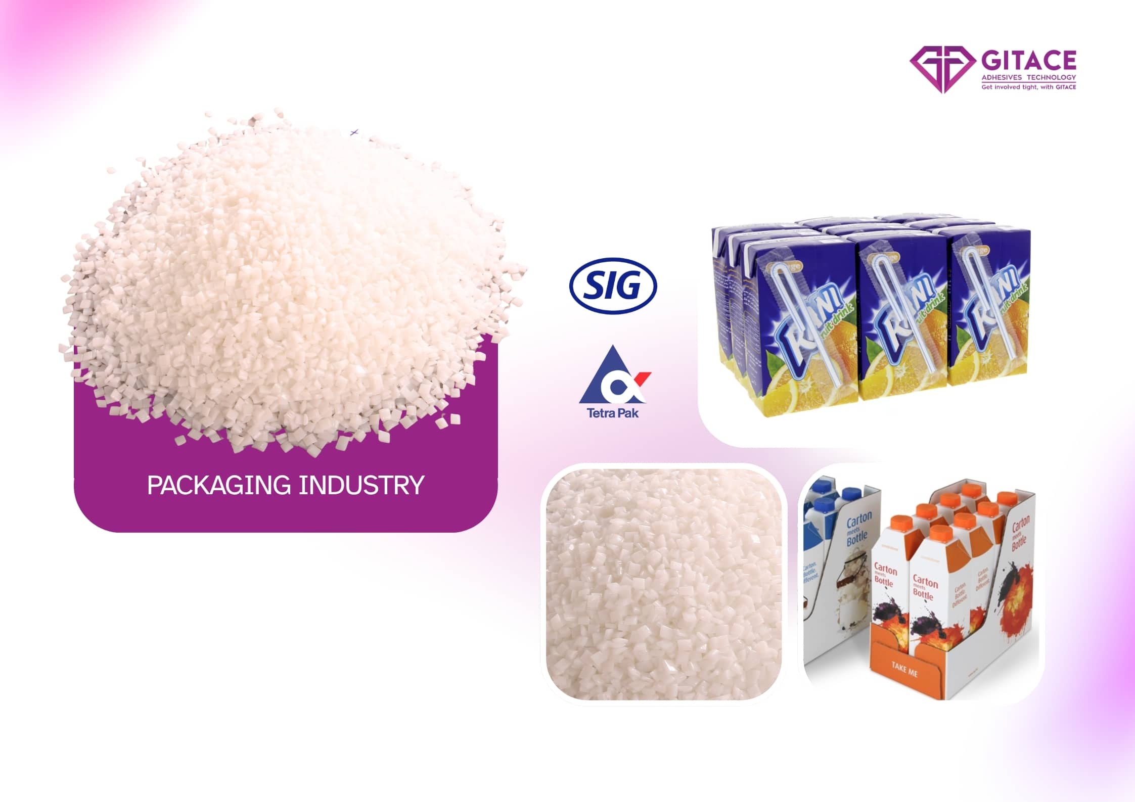 GITACE High-Performance Hot Melt Adhesive for Straw Application & Aseptic Carton Packaging (Tetra Pak & SIG Compatible)