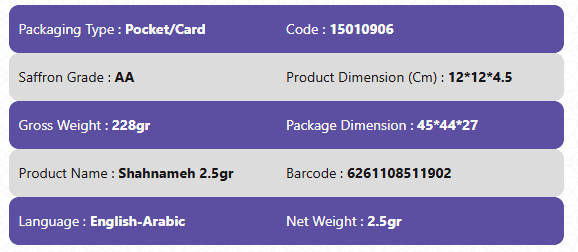 AA Red Saffron-2.5gr Shahnameh