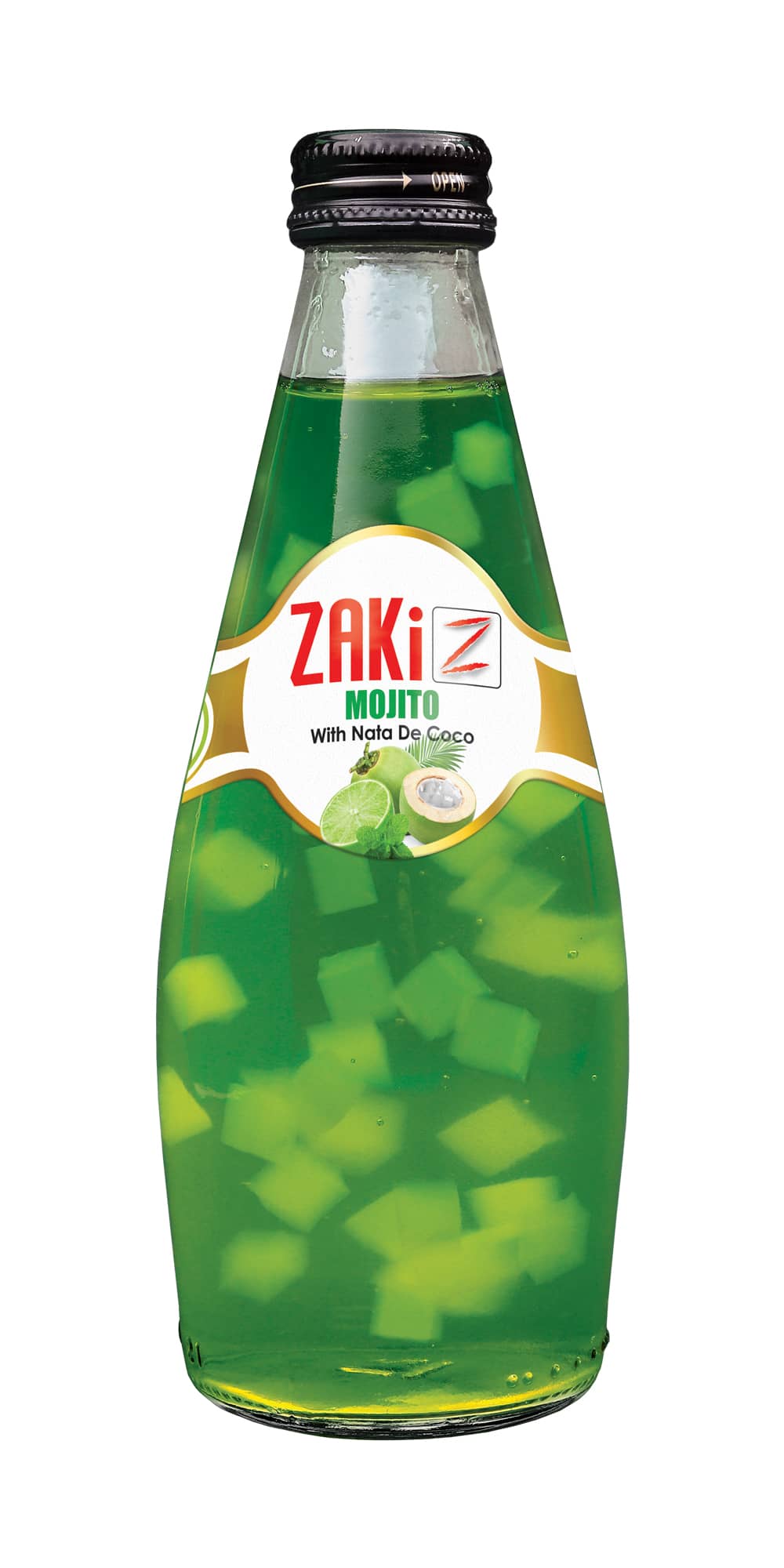 Mojito-Flavored Nata de Coco Drink – 300ML Glass Bottle