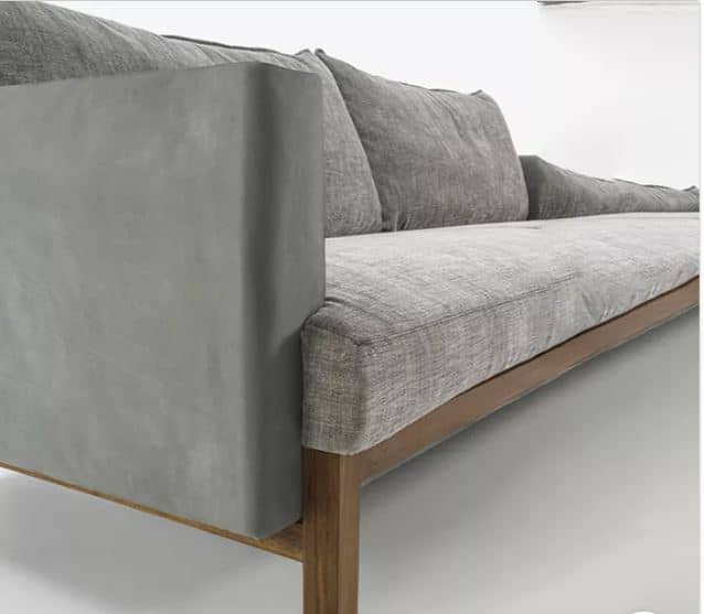 Zed Design Arusha Modern 3-Seater Upholstered Sofa with Solid Natural Walnut Wood Frame, 220 cm