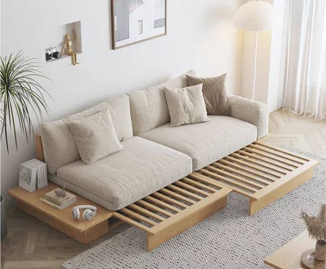 Zed Design Reyhaneh Modern Sofa Bed with Solid Natural Wood Frame, High-Density Foam & Turkish Fabric