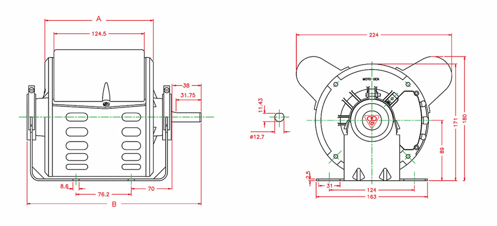 Two-speed single-phase induction cooler electromotor - CRS 3/4-1/4 B3 LC50 36S cut it off