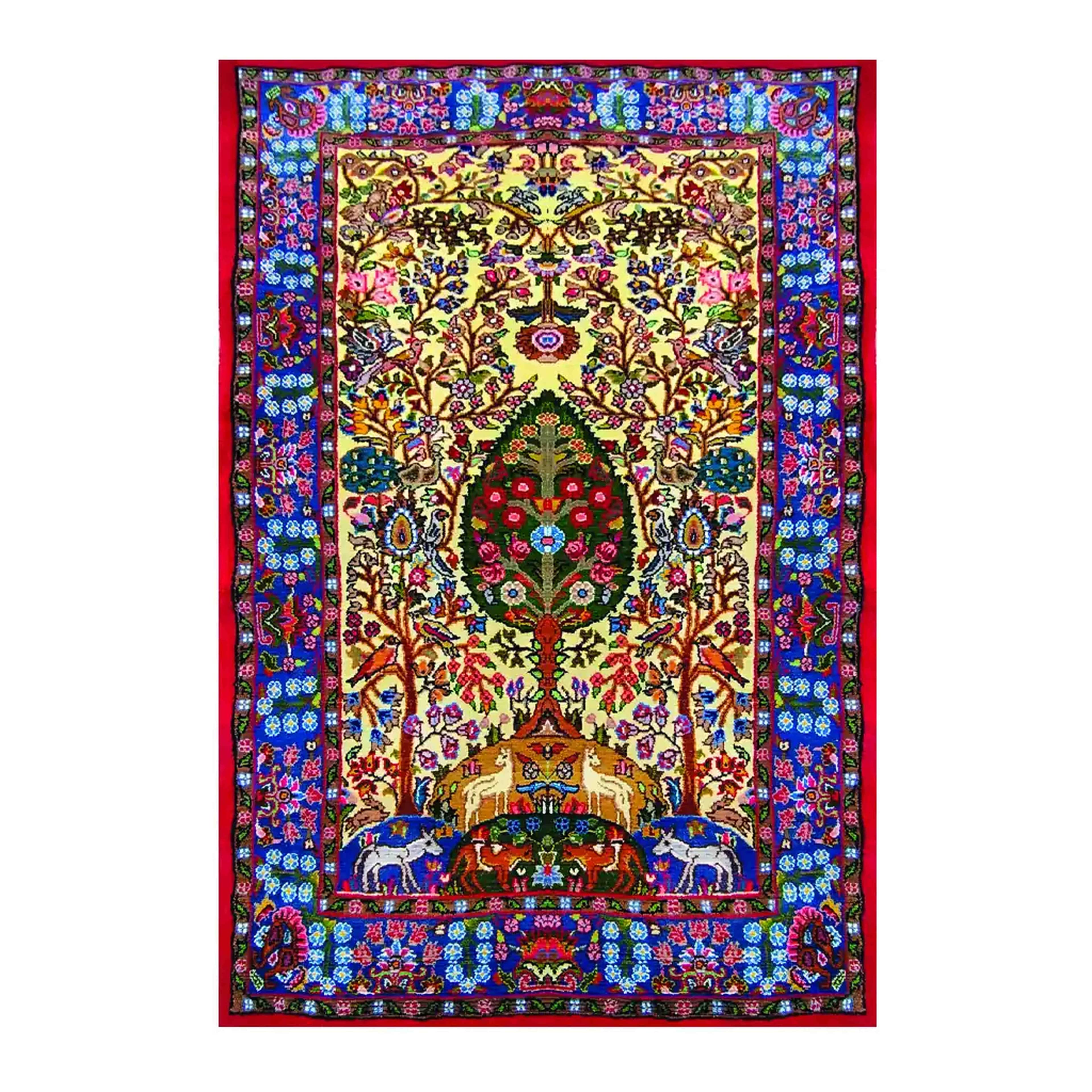 Handmade Persian Gavokhori Carpet - Yellow Background