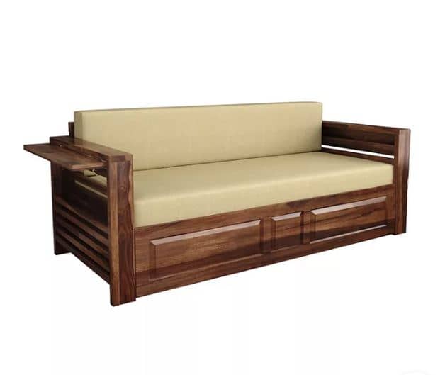 Zed Design Artin Modern Solid Natural Wood Convertible Sofa Bed, 220 cm