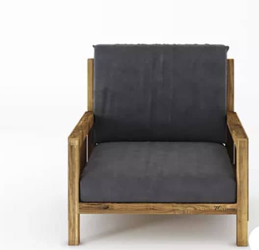 Zed Design Modern Solid Natural Walnut Wood Upholstered Armchair with Custom Fabric Upholstery