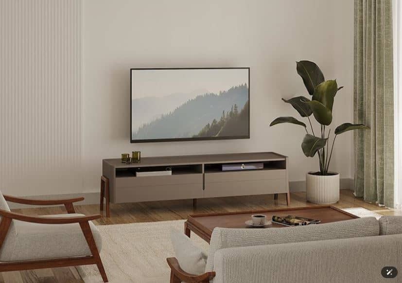 HANA, современная минималистичная тумба под ТВ с корпусом из МДФ с канавками и мягкозакрывающимся хранением