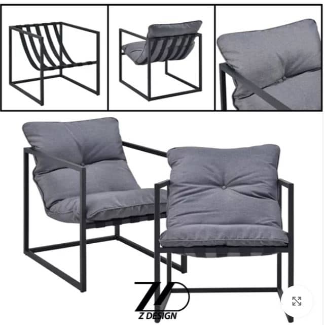 Zed Design Modern Outdoor Patio Furniture Set with Matte Black Powder-Coated Metal Frame