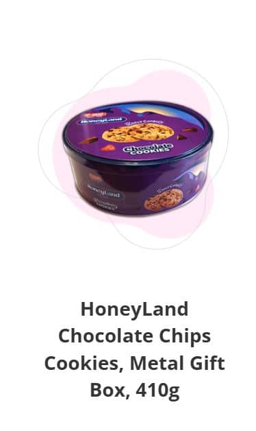 HoneyLand chocolate chips cookies , Metal giftbox 410g