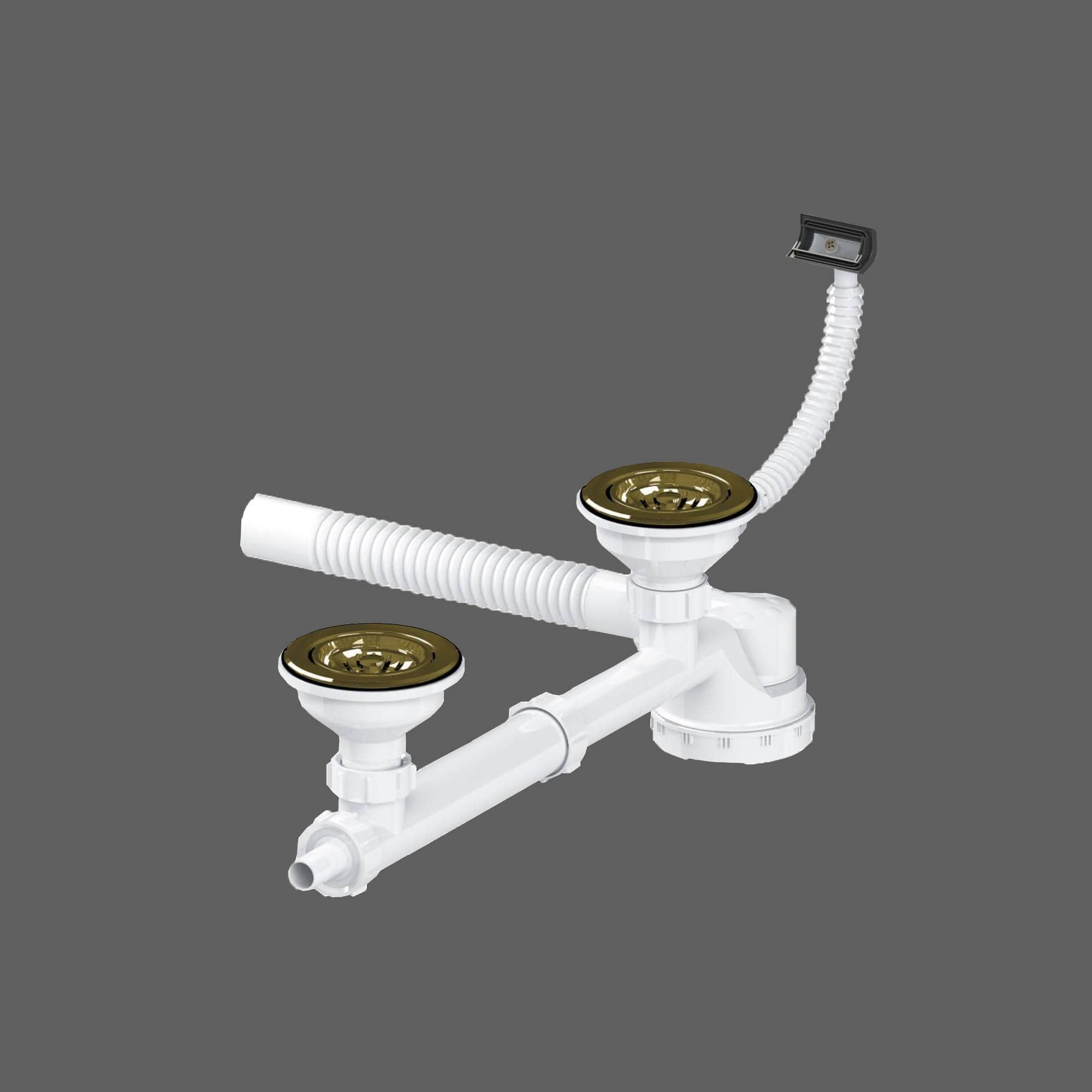 Extra-Flat Fancy Double-Bowl Siphon with Overflow