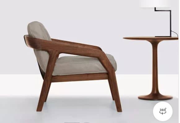 Zed Design Modern Solid Walnut Wood Single-Seater Lounge Chair with Custom Upholstery
