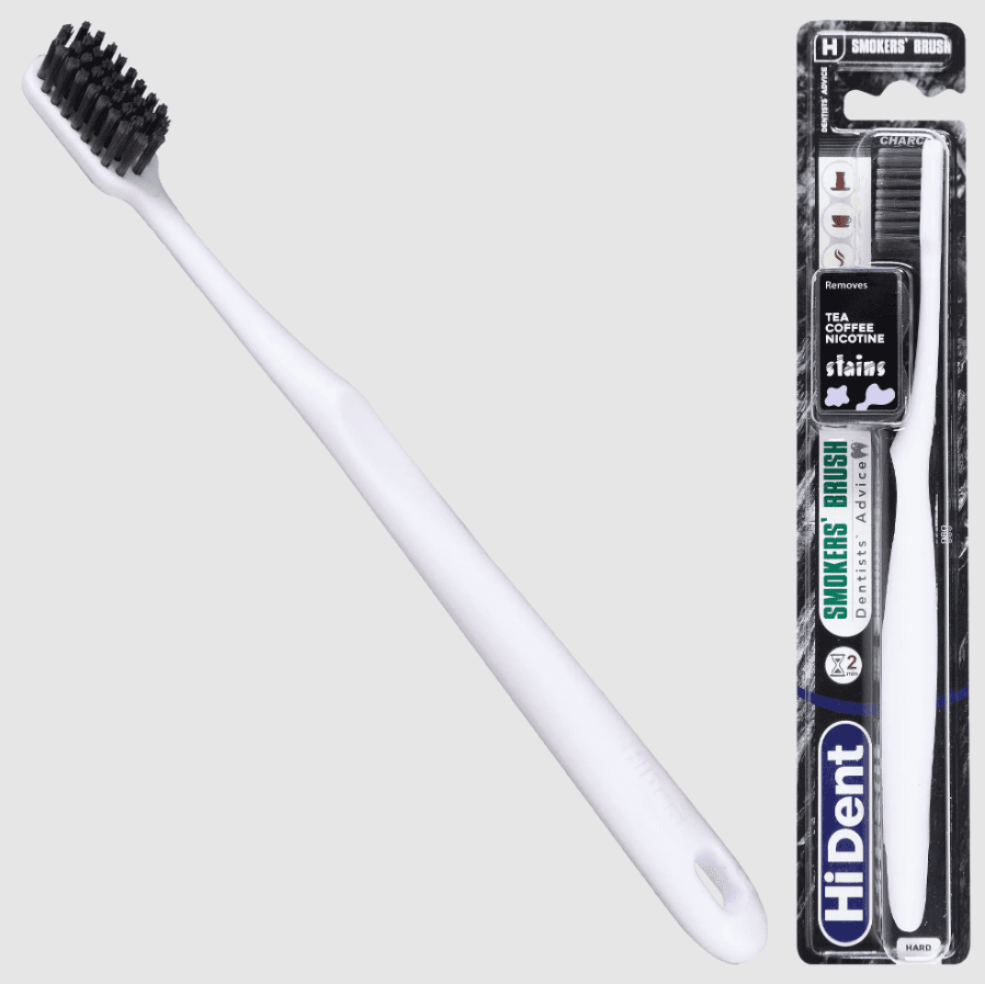 HiDent Smoker's brush medium toothbrush with cap