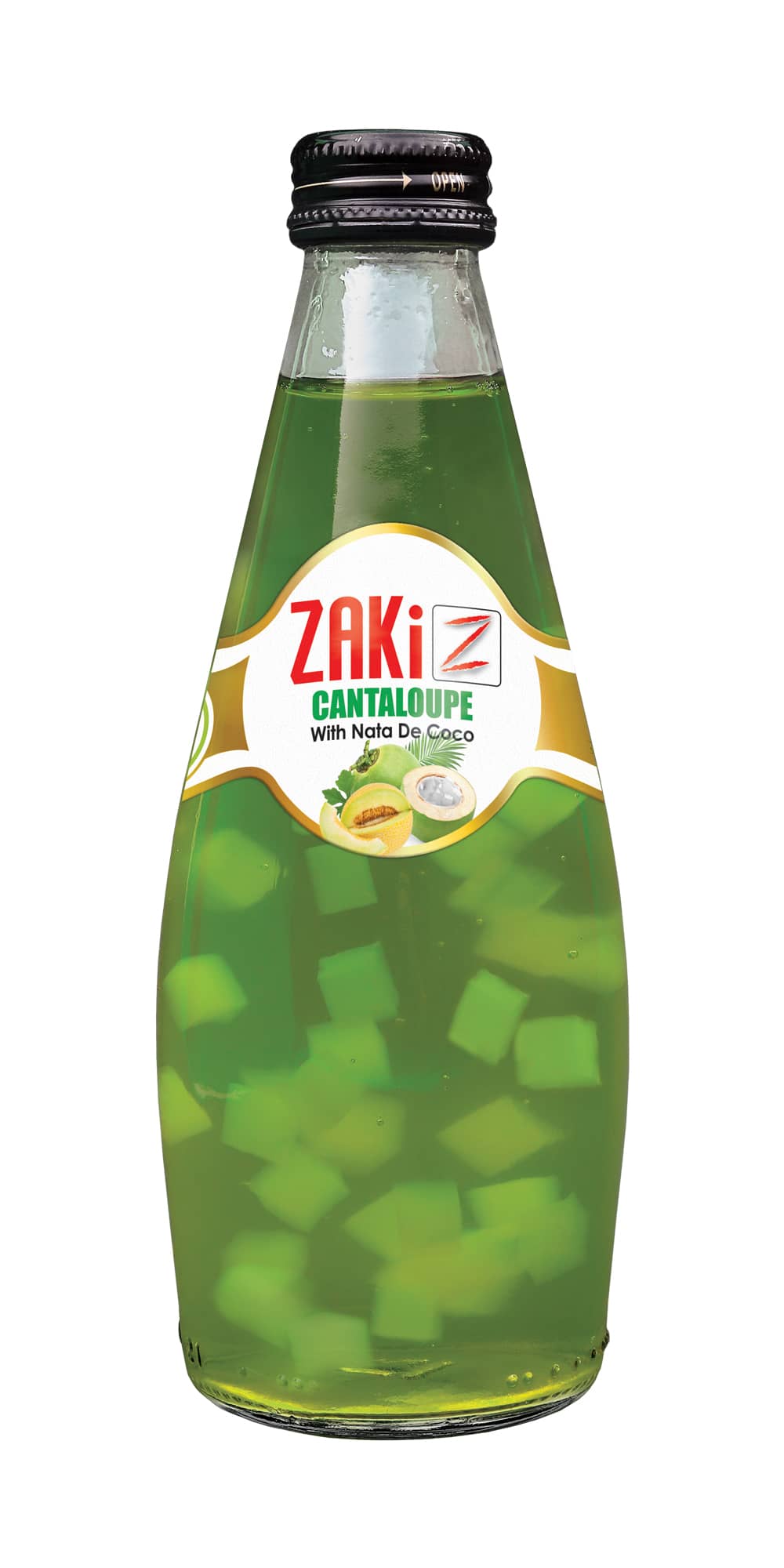 Cantaloupe-Flavored Nata de Coco Drink – 300ML Glass Bottle
