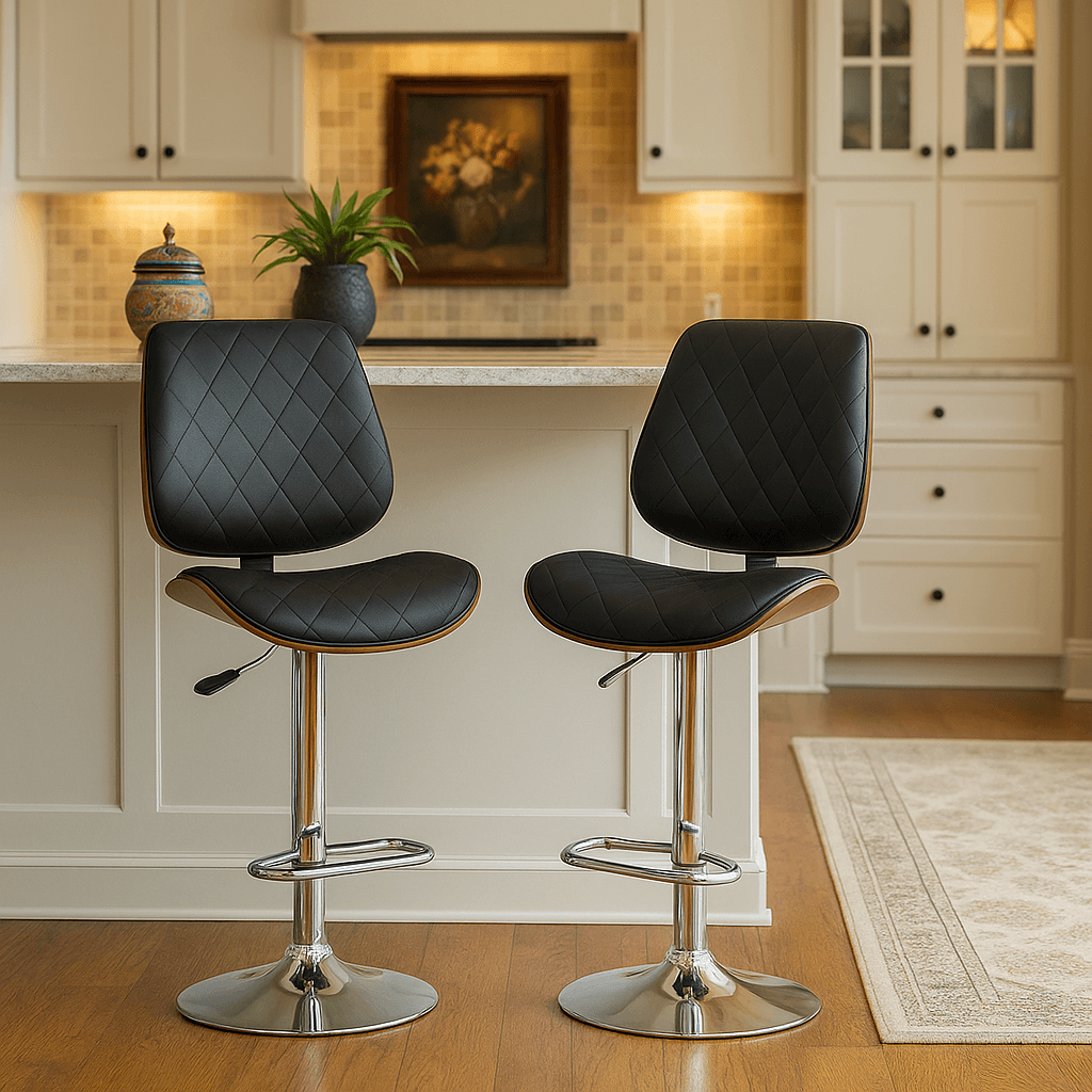 Open Jack Chair Model 2032 with Diamond Stitching - Hydraulic Height Adjustable Bar & Island Chair
