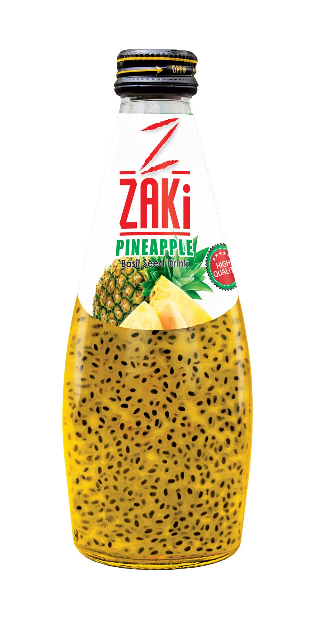 Pineapple-Flavored Basil Seed Drink – 300ML Glass Bottle