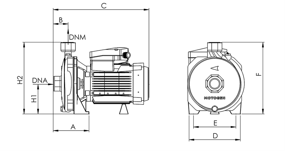 Single-phase induction domestic water electropump with steel impeller - Steel CM100