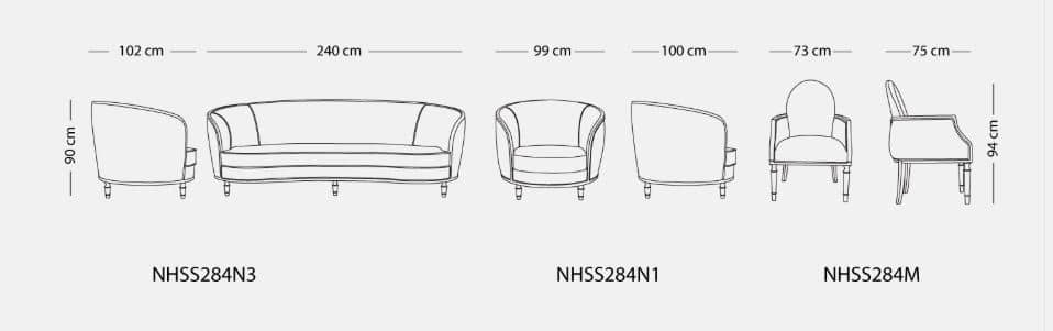 JOAN Neo-Classical Sofa Set , Carved Natural Wood & Injected Polyurethane Foam