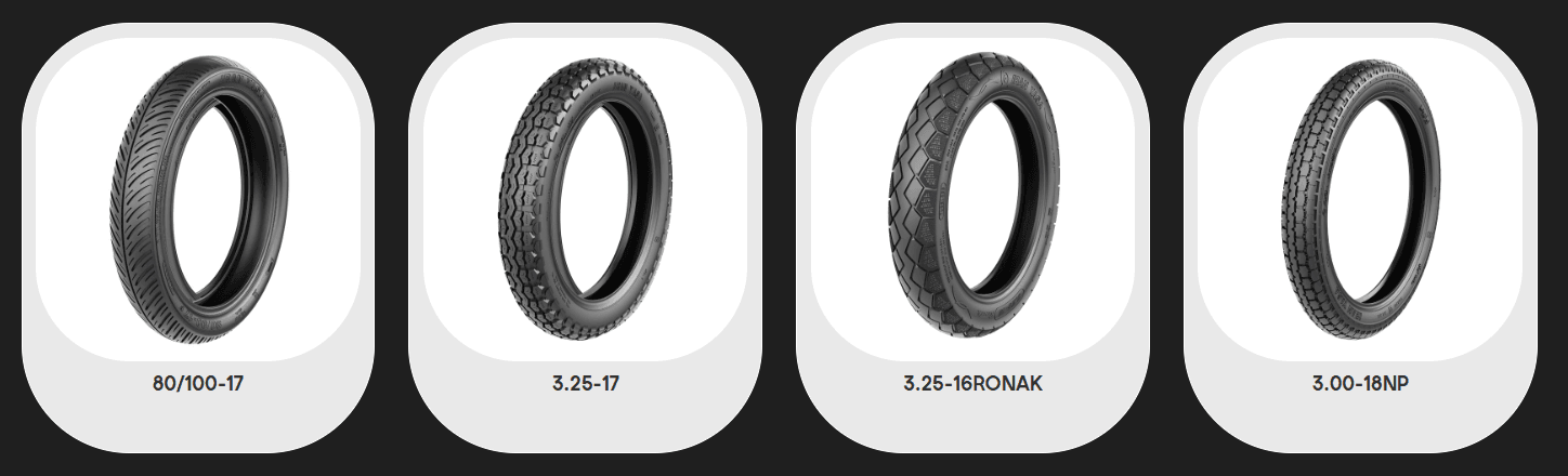 Urban & Semi-Heavy Motorcycle Tires Narrow & Medium Sizes Front & Rear