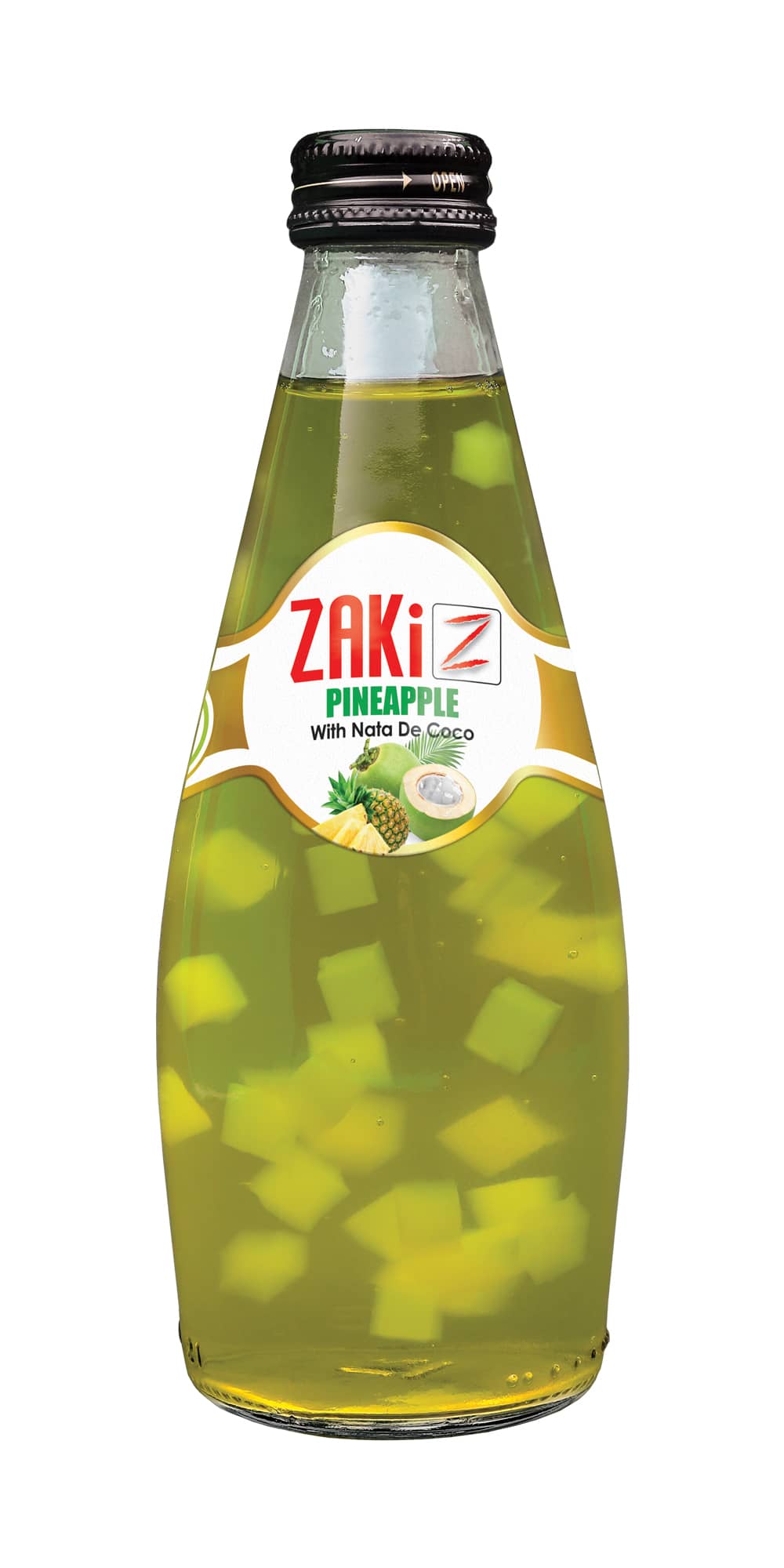 Pineapple-Flavored Nata de Coco Drink – 300ML Glass Bottle