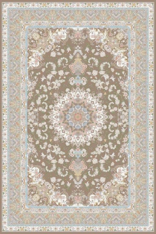Classic Medallion Persian Carpet  700 Reeds (Brown & Pastel Blue)