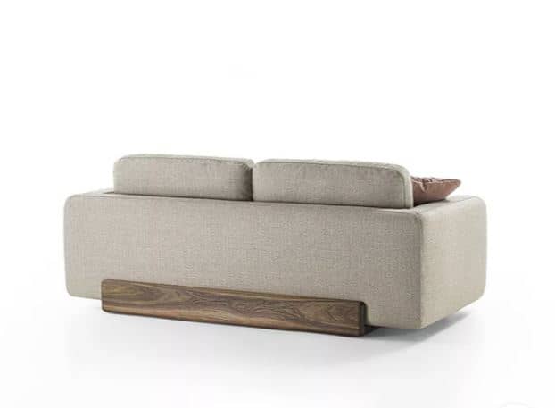 Zed Design Manely Modern Minimalist Walnut Wood Sofa with Polyurethane Foam