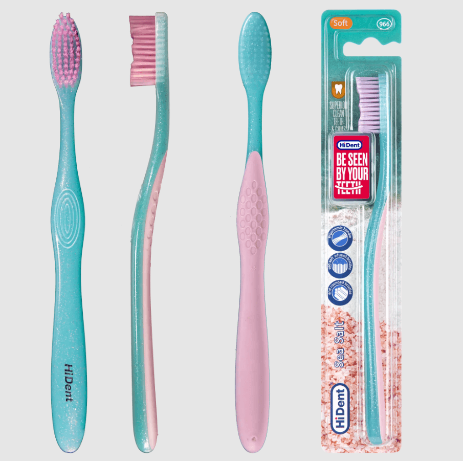 HiDent sea salt soft-medium toothbrush with cap