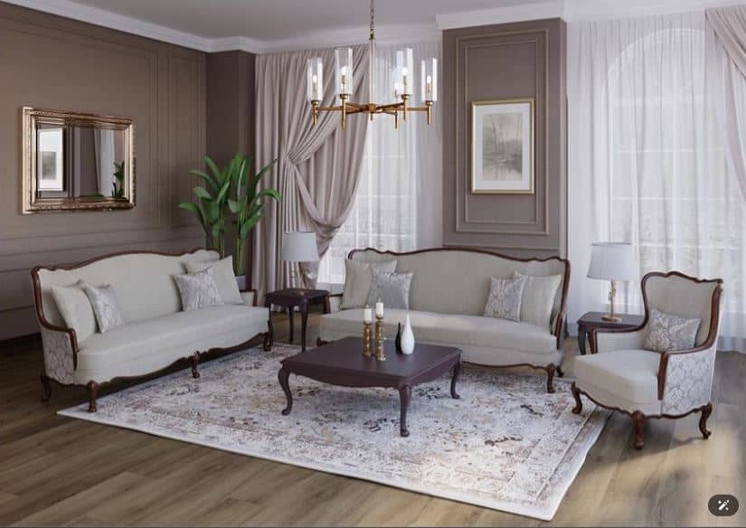 DELAN Classic Sofa  Solid Beech Wood Frame & High-Density Foam Upholstery