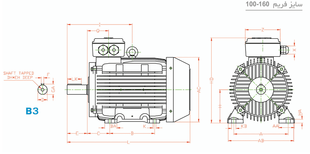 Electromotor three-phase induction single-speed cast iron frame 100L2A 3-3000 55F 220/380 cast iron
