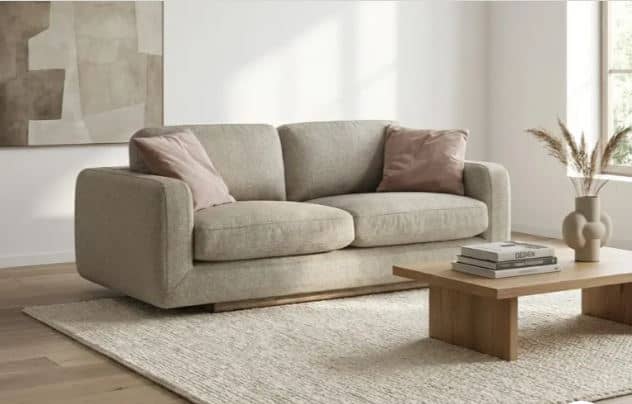 Zed Design Manely Modern Minimalist Walnut Wood Sofa with Polyurethane Foam
