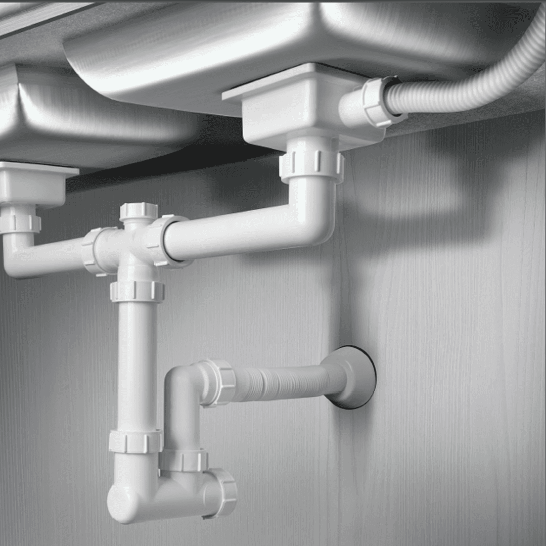 square drain siphon for double bowl sinks with overflow include cleaning port