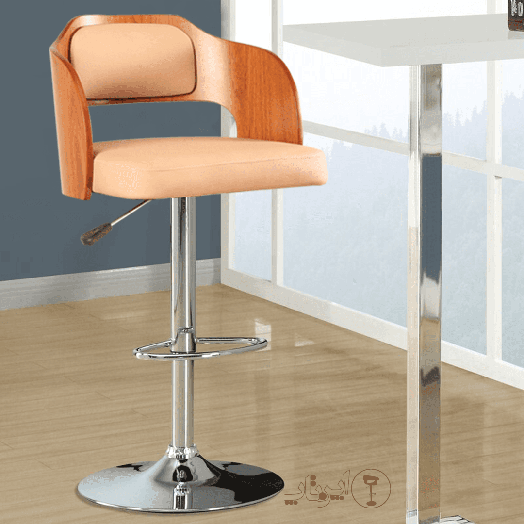 Modern Adjustable Synthetic Leather Counter Stool with Chrome-Plated Metal Base