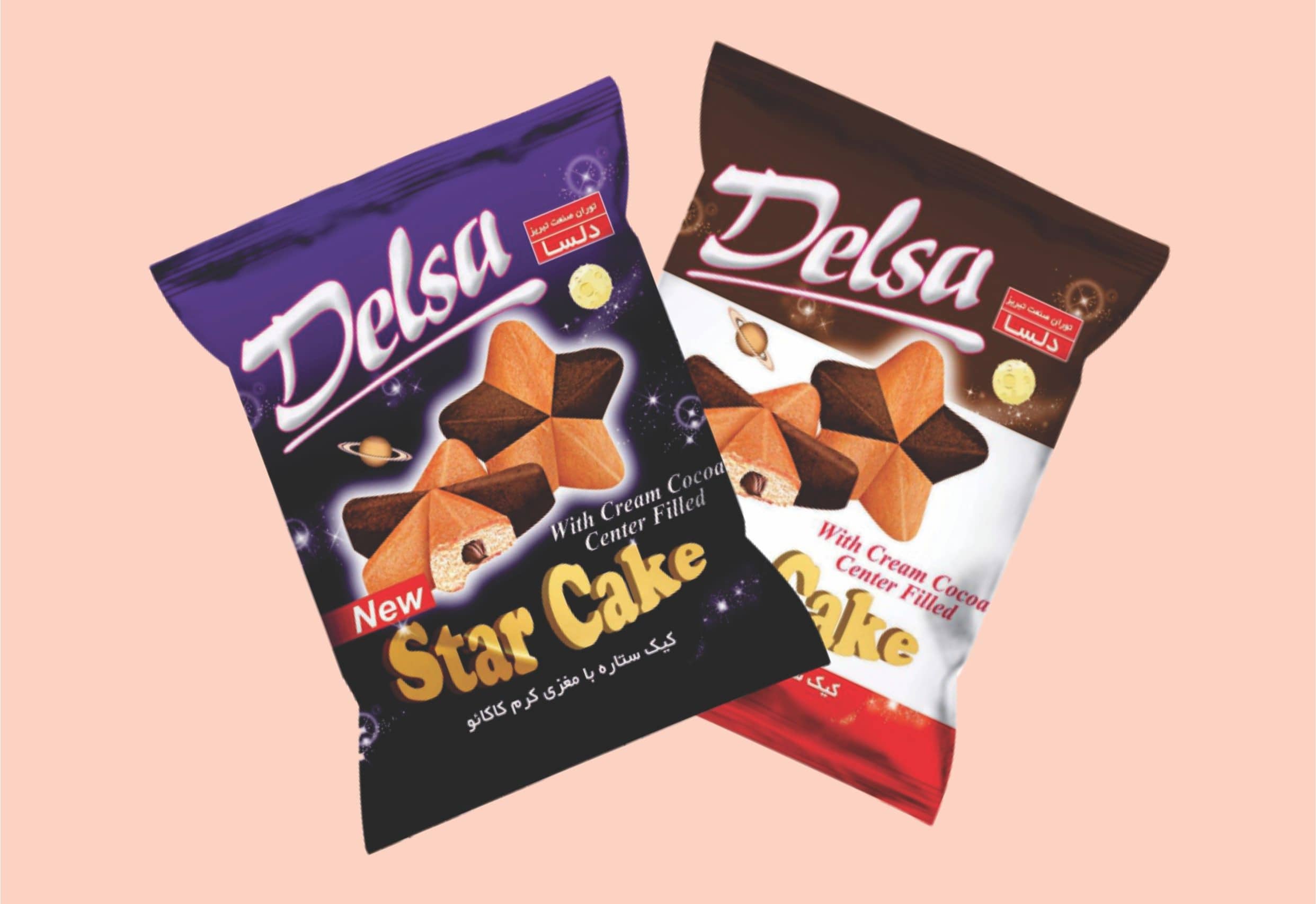 Delsa Two-Color Star Cake Cocoa Cream Filled