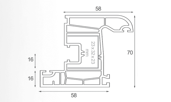 window sash profile 70mm