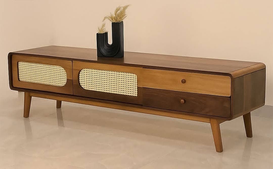Fared Gallery Luxury American Walnut Veneer Wooden TV Table