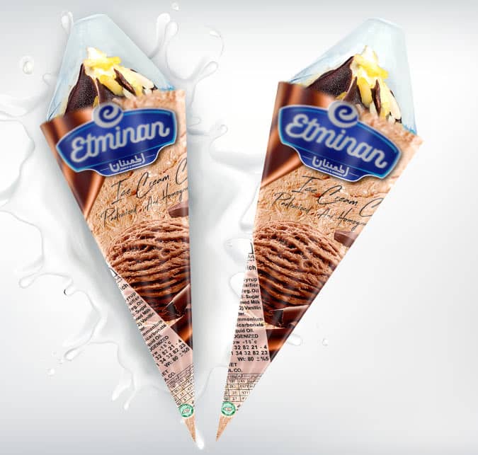 Eminan Cone Ice Cream  Vanilla & Chocolate Flavors