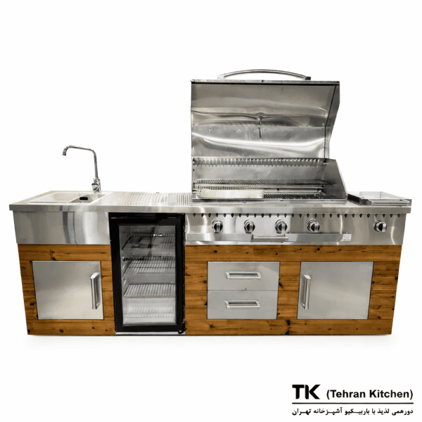 Tehran Kitchen 242 cm Gas & Charcoal BBQ Island with Sink