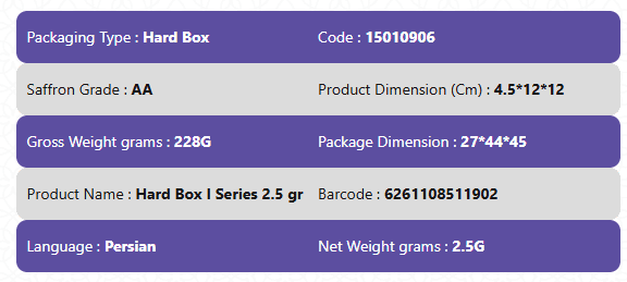 Red Saffron Grade AA-Hard Box I Series 2.5gr