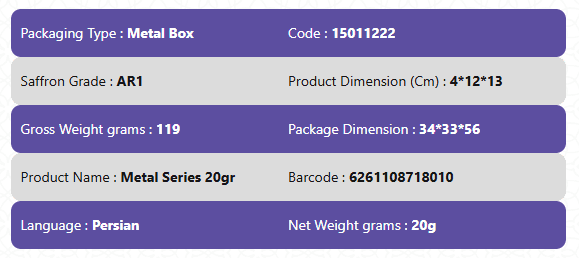 AR1 Grade Saffron-Metal Series 20gr