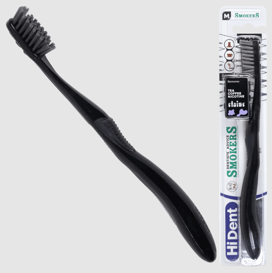 HiDent Smokers medium toothbrush with cap