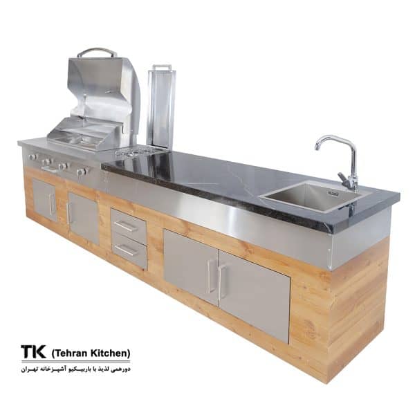 Tehran Kitchen 330 cm Gas BBQ Island  Stainless Steel & Thermowood