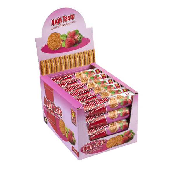 High Taste Sandwich Biscuit with Strawberry Cream Filling