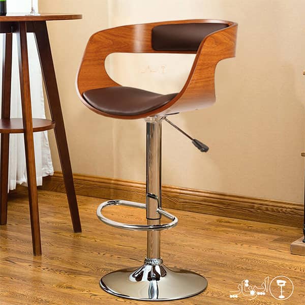 2207 Modern Adjustable Upholstered Counter Stool with Wooden Armrests