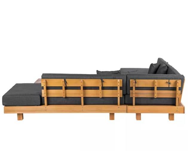 Zed Design Russian Pine Wood L-Shaped Outdoor Sofa Set with High-Density Foam Cushions