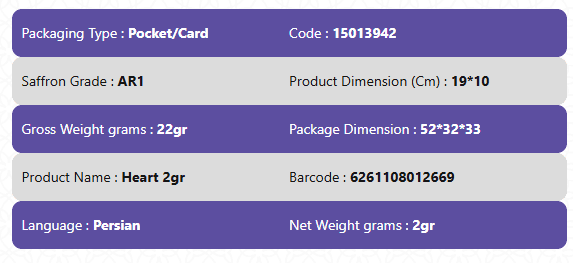 First Grade Pure Saffron-Heart Series 2g - 0.5g - 0.2g