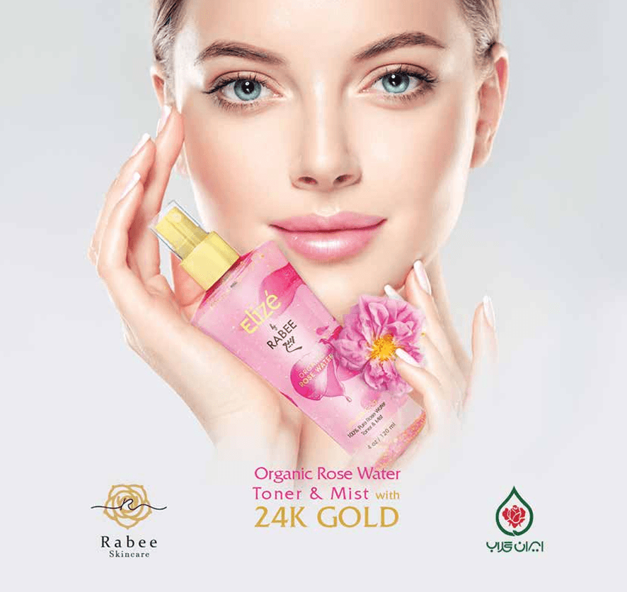 Rabee Rosewater Toner & Facial Mist with 24K Gold Dust  120 ml