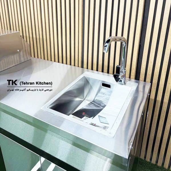 Tehran Kitchen 242 cm Gas & Charcoal BBQ with Stainless Steel Top and Steel Cabinet