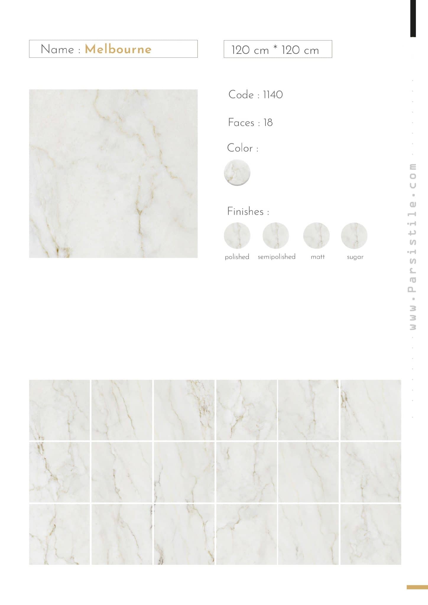 Porcelain ceramic, size 120*120, Parsis Ceramic, code 1140