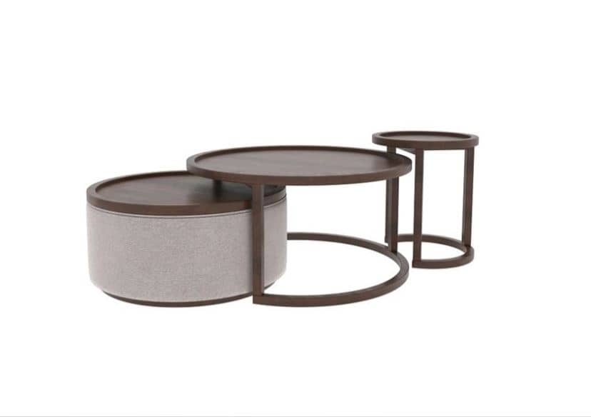 MAHAN Nesting Coffee Table Set with Beech Wood Legs